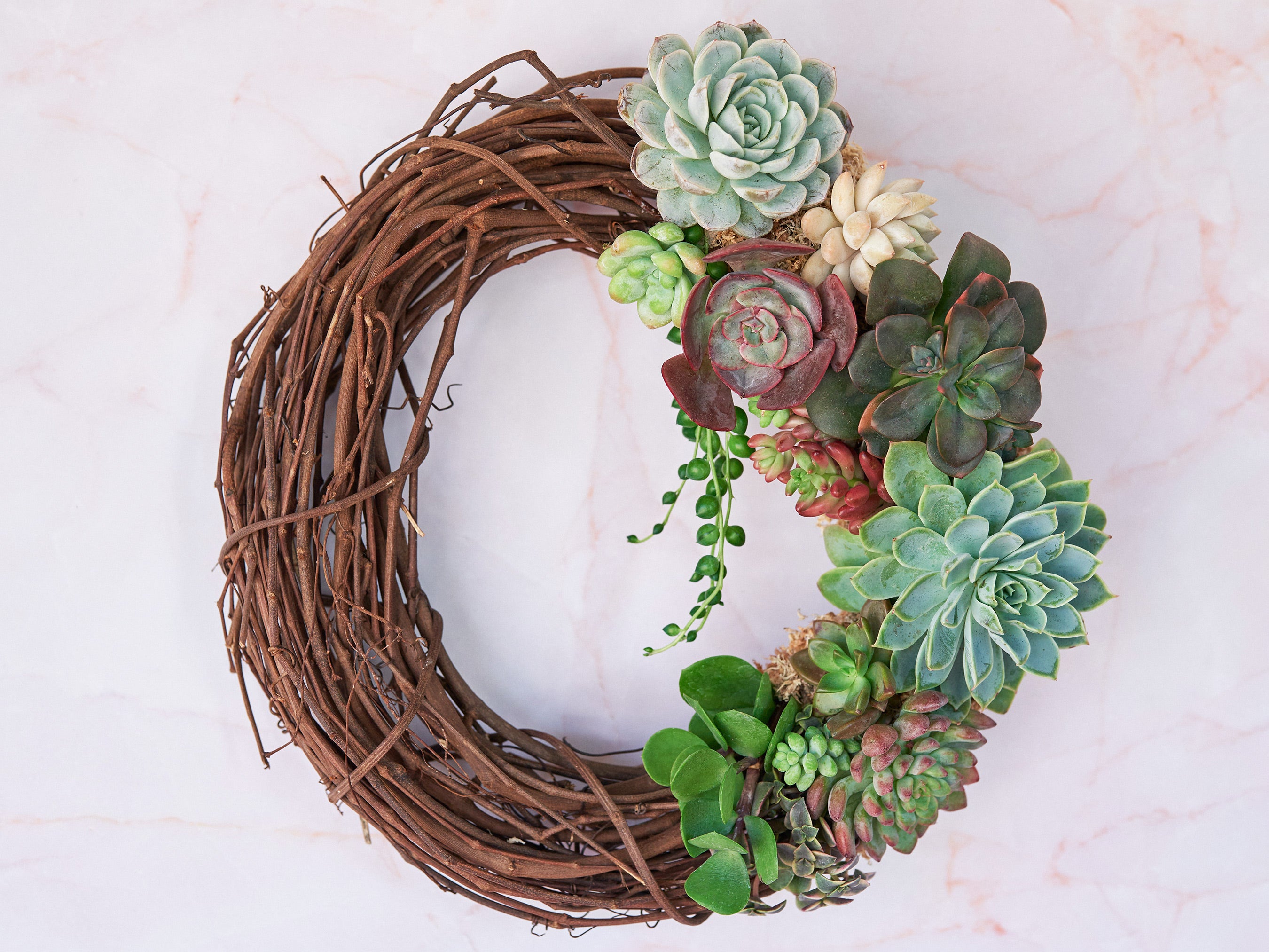 Heart Succulent Moss Wreath