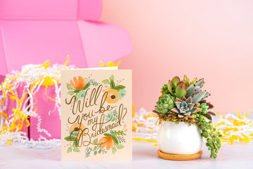 Will you be my Bridesmaid Succulent Gift Box | Succulent Arrangement + Personalized Greeting Card, Bridesmaid Proposal Gift