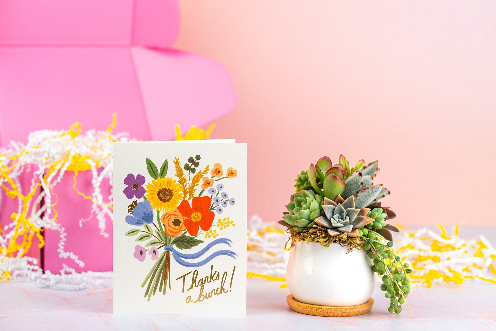 Thanks a Bunch Succulent Gift Box | Succulent Arrangement + Personalized Greeting Card, Gratitude & Appreciation Gift