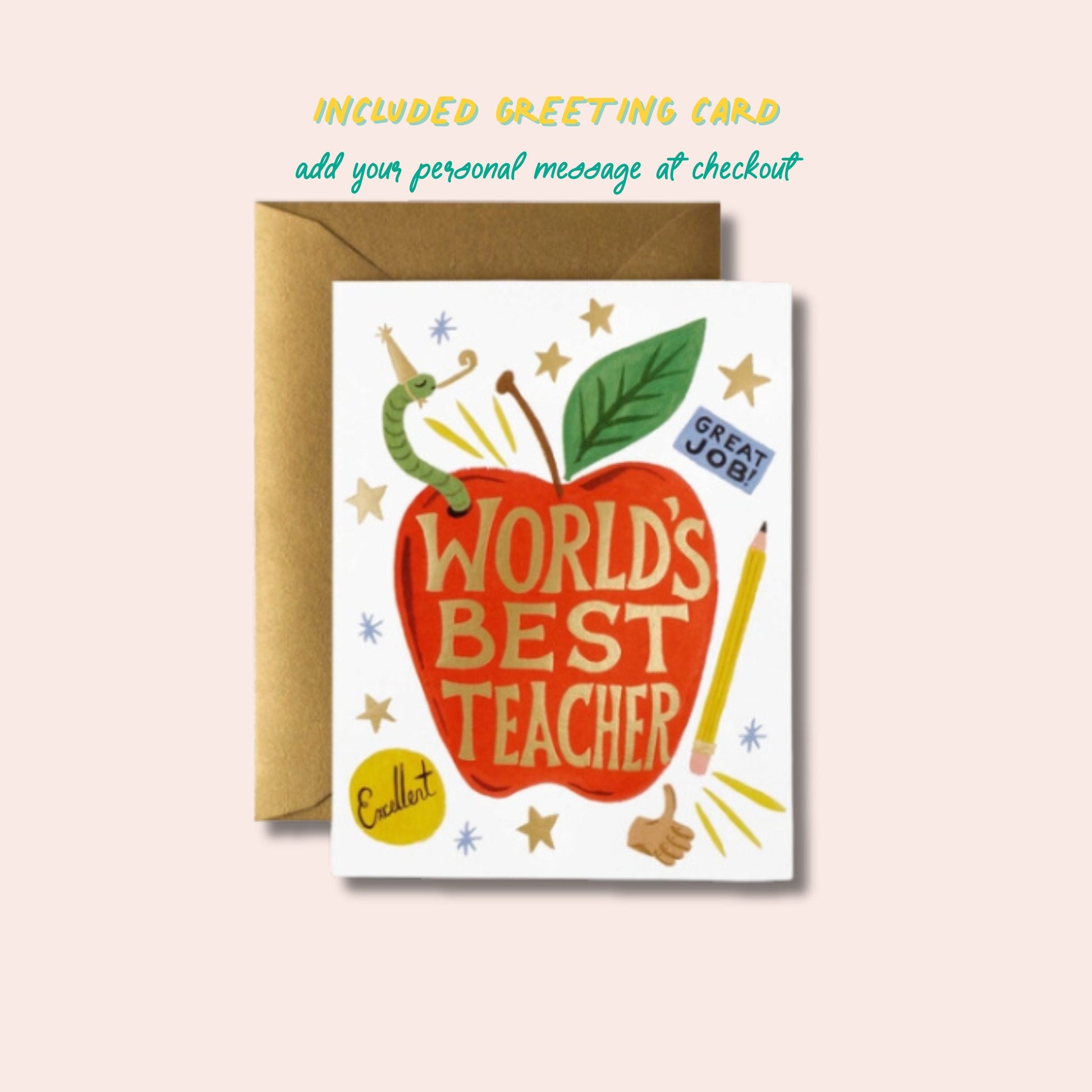 World's Best Teacher Gift Box | Succulent Arrangement + Personalized Greeting Card, Teacher or Tutor Appreciation Gift