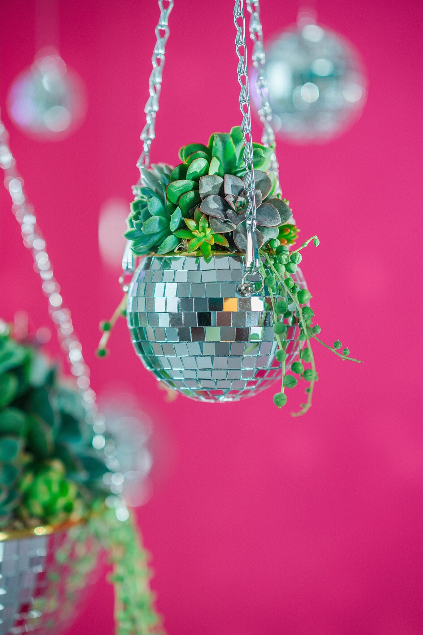 hanging disco planter Mini Disco Ball Succulent Arrangement Planter- Hang or Tabletop Decor